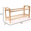image:imageBambooMN 4Tier Bamboo Wood Shoe Rack for Entryway or Doorway  Brown Finish  Single Rack2tier Natural