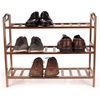 image:imageBambooMN 4Tier Bamboo Wood Shoe Rack for Entryway or Doorway  Brown Finish  Single Rack3tier Brown