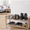 image:imageBambooMN 4Tier Bamboo Wood Shoe Rack for Entryway or Doorway  Brown Finish  Single Rack4tier Brown
