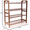 image:imageBambooMN 4Tier Bamboo Wood Shoe Rack for Entryway or Doorway  Brown Finish  Single Rack4tier Brown