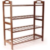 image:imageBambooMN 4Tier Bamboo Wood Shoe Rack for Entryway or Doorway  Brown Finish  Single Rack4tier Brown