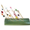 image:imageBambooMN 984 Bamboo Skewer Holder Food Display Stand Half Cut Skewers Stand w 20 Holes  Green  1 PieceHalf Cut Tube  Green