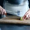 image:imageBambooMN Authentic Chinese Chef Knife Meat Cleaver 1 PieceSmooth Blade Oak Handle
