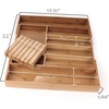 image:imageBambooMN Bamboo Adjustable silverware utensil organizer kitchen organization drawer organizer  Single UnitCarbonized Brown