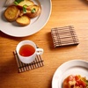 image:imageBambooMN Bamboo Slat Coasters  425 x 425  Black  12 CoastersDark Tan  Slat