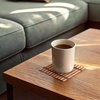 image:imageBambooMN Bamboo Slat Coasters  425 x 425  Black  12 CoastersDark Tan  Slat