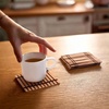 image:imageBambooMN Bamboo Slat Coasters  425 x 425  Black  12 CoastersDark Tan  Slat