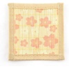 image:imageBambooMN Brand  Bamboo Slats Placemat with Matching Coaster  Floral Print Green Border  12 x 175  Chicken 4 pcsPeach Blossom  With Coaster