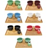 image:imageBambooMN Brand  Matcha Bowl Set Includes 2 Bowls Tea Whisk Rest Large Tray 2 Teaspoons and Chasaku  1 Set  Mint GreenCoral