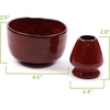 image:imageBambooMN Brand  Matcha Ceramic Set  Matcha Bowl and Whisk Holder  1 Set Deep Red with BlackDeep Red with Black