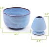 image:imageBambooMN Brand  Matcha Ceramic Set  Matcha Bowl and Whisk Holder  1 Set Deep Red with BlackShimmering Blue
