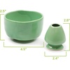 image:imageBambooMN Brand  Matcha Ceramic Set  Matcha Bowl and Whisk Holder  1 Set Deep Red with BlackSoft Light Green