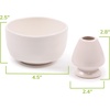 image:imageBambooMN Brand  Matcha Ceramic Set  Matcha Bowl and Whisk Holder  1 Set Deep Red with BlackWhite