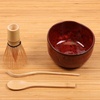 image:imageBambooMN Brand  Matcha Green Tea Whisk Set  Whisk  Scoop  Tea Spoon  Soft Light Green BowlDeep Red w Black  Set