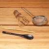 image:imageBambooMN Brand  Matcha Tea 4Piece Whisk Set  Short Black Whisk Hand Strainer Teaspoon amp Chashaku  Bamboo Tea Accessories  1 SetBlack Tea Whisk  Black Chasaku  Strainer  Black Teaspoon