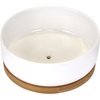 image:imageBambooMN Ceramic Succulent Planter Pots  1 Pot  Round Bowl  with Bamboo Tray  White  649White Pot  Bamboo Tray