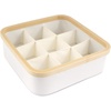image:imageBambooMN Dresser Drawer Organizer Bamboo  3 Cells  GrayWhite