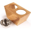 image:imageBambooMN Elevated Dog Bowl Feeder  100 Bamboo Stand 4 Metal Bowls for Food and Water  MediumMedium