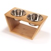 image:imageBambooMN Elevated Dog Bowl Feeder  100 Bamboo Stand 4 Metal Bowls for Food and Water  MediumMedium
