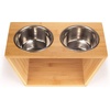 image:imageBambooMN Elevated Dog Bowl Feeder  100 Bamboo Stand 4 Metal Bowls for Food and Water  MediumMedium