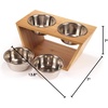 image:imageBambooMN Elevated Dog Bowl Feeder  100 Bamboo Stand 4 Metal Bowls for Food and Water  MediumMedium