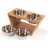 image:imageBambooMN Elevated Dog Bowl Feeder  100 Bamboo Stand 4 Metal Bowls for Food and Water  MediumMedium