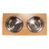 image:imageBambooMN Elevated Dog Bowl Feeder  100 Bamboo Stand 4 Metal Bowls for Food and Water  MediumMedium