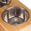 image:imageBambooMN Elevated Dog Bowl Feeder  100 Bamboo Stand 4 Metal Bowls for Food and Water  MediumMedium