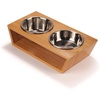 image:imageBambooMN Elevated Dog Bowl Feeder  100 Bamboo Stand 4 Metal Bowls for Food and Water  MediumSmall