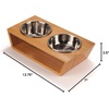 image:imageBambooMN Elevated Dog Bowl Feeder  100 Bamboo Stand 4 Metal Bowls for Food and Water  MediumSmall