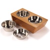 image:imageBambooMN Elevated Dog Bowl Feeder  100 Bamboo Stand 4 Metal Bowls for Food and Water  MediumSmall