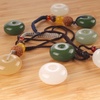 image:imageBambooMN Harmony Jade Donut Healing Necklace  Colorful Chakra Gemstone Keychains  Stone Disc Balancing PendantsJade Pendant  Assortment B