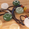 image:imageBambooMN Harmony Jade Donut Healing Necklace  Colorful Chakra Gemstone Keychains  Stone Disc Balancing PendantsJade Pendant  Assortment B