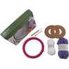 image:imageBambooMN JubileeYarn Loom Knitting Pattern Kit for Beginners  Green Winter Hat amp Purple PompomGreen Hat  White Pompom