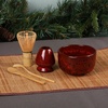 image:imageBambooMN Matcha Bowl Set Includes Bowl Rest Tea Whisk Chasaku amp Tea Spoon 1 Set Mint GreenDeep Red w Black