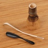 image:imageBambooMN Matcha Tea Set  Matcha Whisk Chasen Scoop Chashaku Deep Scoop Traditional Japanese Style  2 SetsBlack Tea Whisk  Black Chasaku  Black Deep Scoop