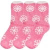 image:imageBambooMN Soft Warm Cozy Fuzzy Snowflake Socks Variety of Color Options04 Hot Pink