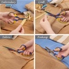 image:imageBambooMN Titanium Softgrip Scissors Set for Sewing Arts Crafts Office  1 Set of 3  Black wGrey Inlays4pc Blue W Yellow Inlays