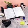 image:imageBambooMN Universal Bamboo Book Stand for Cookbooks Reading Cell Phone Art Sheet Music Tablet  Portable and Foldable with 5 Position Adjustable Tilt  1 UnitBlack
