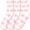image:imageBambooMN Womens Heart and Stripe Soft Warm Microfiber Fuzzy NonSlip Grips Socks  3 Pair Value PackB2