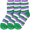 image:imageBambooMN Womens Heart and Stripe Soft Warm Microfiber Fuzzy NonSlip Grips Socks  3 Pair Value PackF3