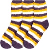 image:imageBambooMN Womens Heart and Stripe Soft Warm Microfiber Fuzzy NonSlip Grips Socks  3 Pair Value PackH3