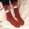 image:imageBambooMN Womens Soft and Cozy Fuzzy Crew Socks 4 Pairs10 Flower Brown
