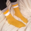image:imageBambooMN Womens Soft and Cozy Fuzzy Crew Socks 4 Pairs16 Solid Stripes Orange