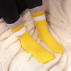 image:imageBambooMN Womens Soft and Cozy Fuzzy Crew Socks 4 Pairs17 Solid Stripes Yellow