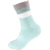 image:imageBambooMN Womens Soft and Cozy Fuzzy Crew Socks 4 Pairs18 Solid Stripes Aqua