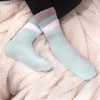 image:imageBambooMN Womens Soft and Cozy Fuzzy Crew Socks 4 Pairs18 Solid Stripes Aqua