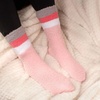 image:imageBambooMN Womens Soft and Cozy Fuzzy Crew Socks 4 Pairs20 Solid Stripes Pink