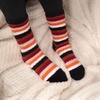 image:imageBambooMN Womens Soft and Cozy Fuzzy Crew Socks 4 Pairs22 Stripes Maroon