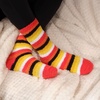 image:imageBambooMN Womens Soft and Cozy Fuzzy Crew Socks 4 Pairs25 Stripes Yellow